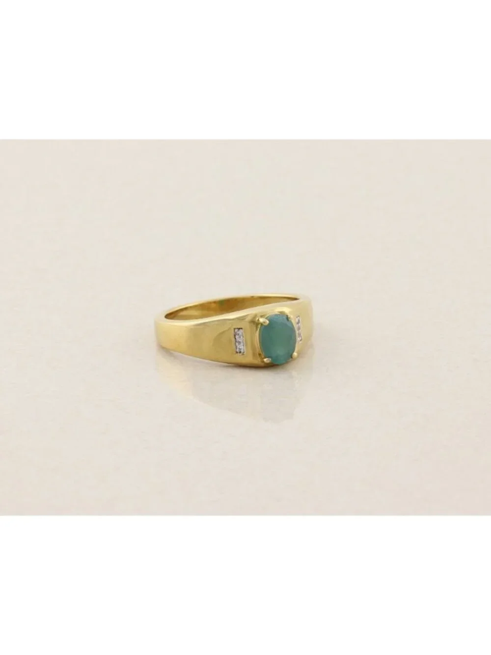 Men's 18k Gold Plate over Sterling Silver Emerald & White Zircon Ring Size 12